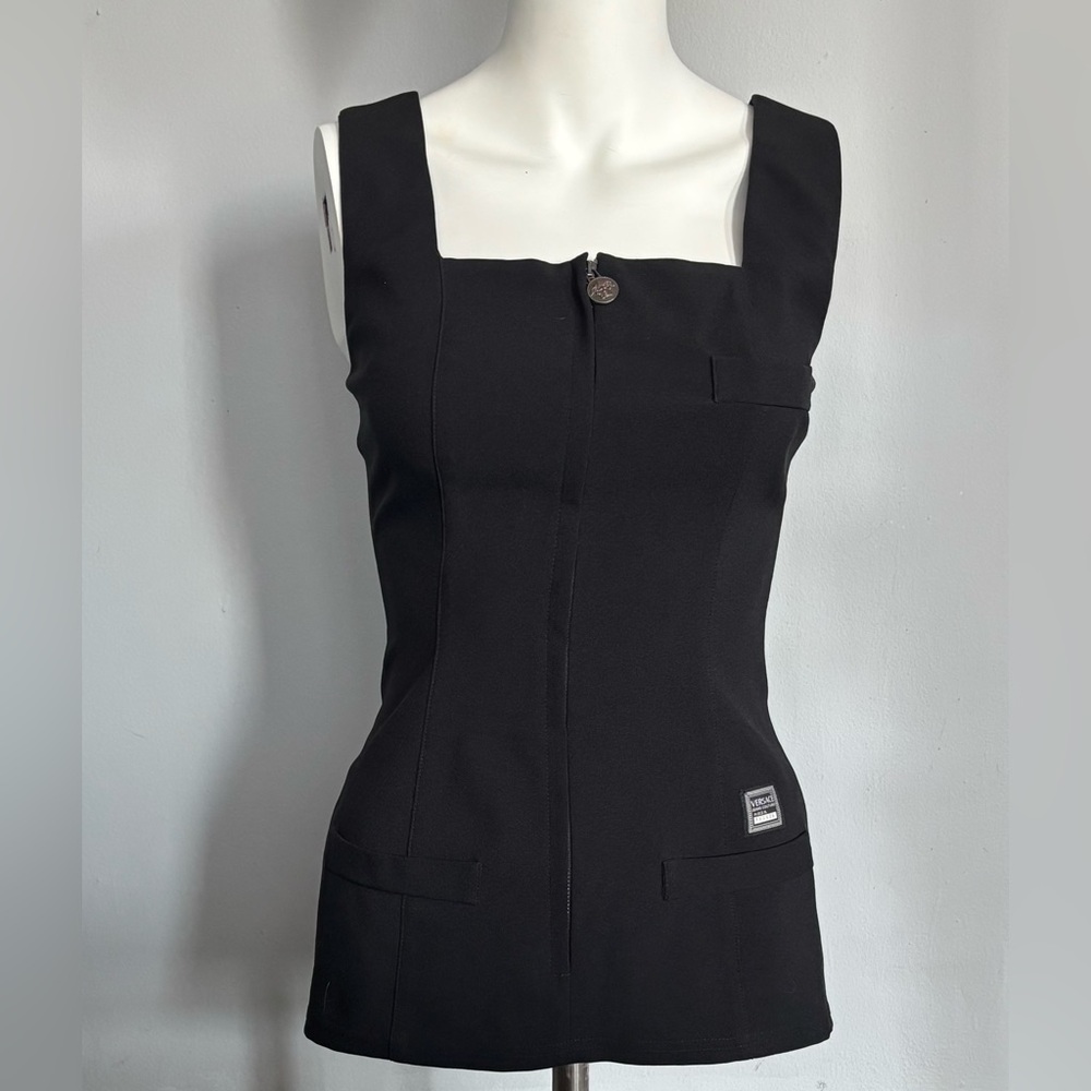 Versace Jeans Couture Medusa Zip Up Black Top Size:40/S